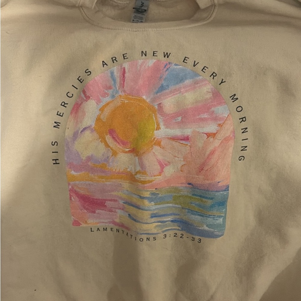 Cream Graphic Sweatshirt with Inspirational Quote